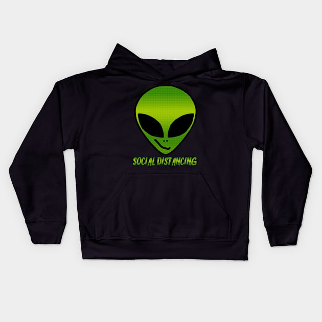 Alien social distancing Kids Hoodie by Philippians413